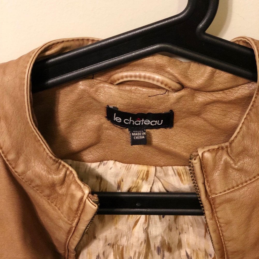 Le Chateau XS Buttery Vegan Leather Camel Jacket